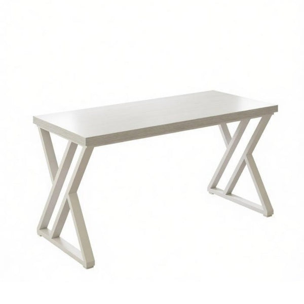 White desk with X-shaped legs 