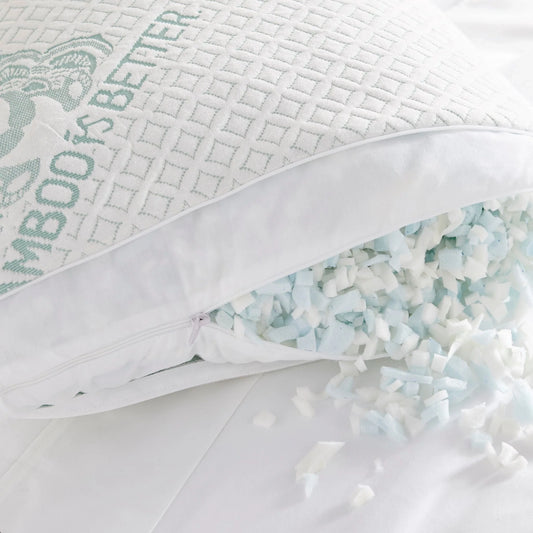 Adjustable Bamboo Cooling Pillow | Shredded Memory Foam Fill | Queen & King | Hypoallergenic