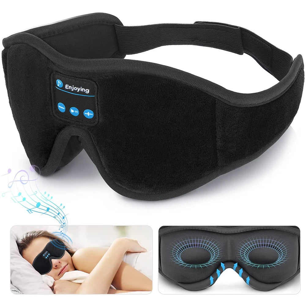 3D Bluetooth Sleep Mask Headphones | Blackout Eye Mask with Built-In HD Speakers