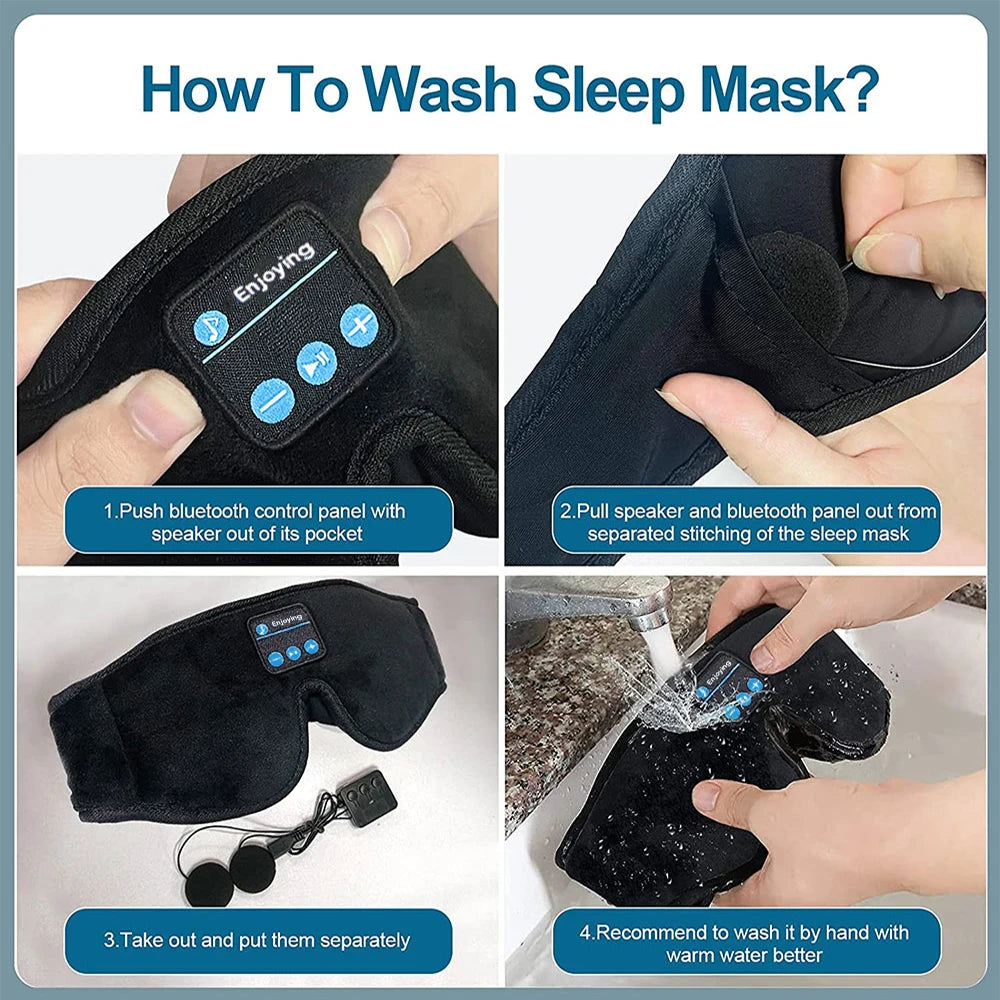 3D Bluetooth Sleep Mask Headphones | Blackout Eye Mask with Built-In HD Speakers