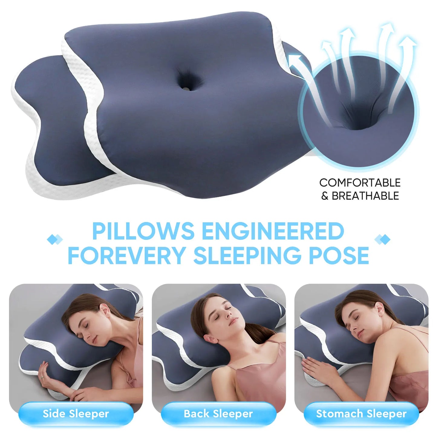 Orthopedic Cervical Memory Foam Pillow | Neck Pain Relief for Side & Back Sleepers