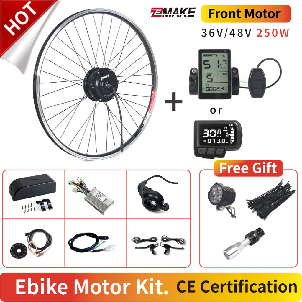 Ebike Motor Kit High Speed Brushless Gear Hub 36V 48V 350W 500W Electric Bike Conversion Front Cassette Rear With rim ZEMAKE
