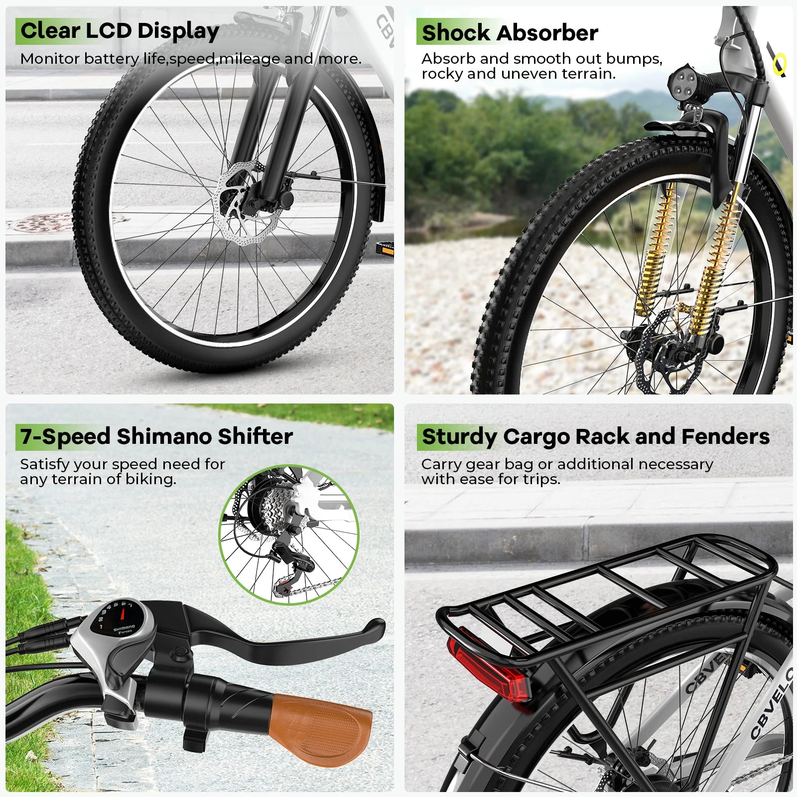 Cybervelo EK2 1000W Step-Thru Electric Bike | 26" | 80-Mile City Commuter Ebike