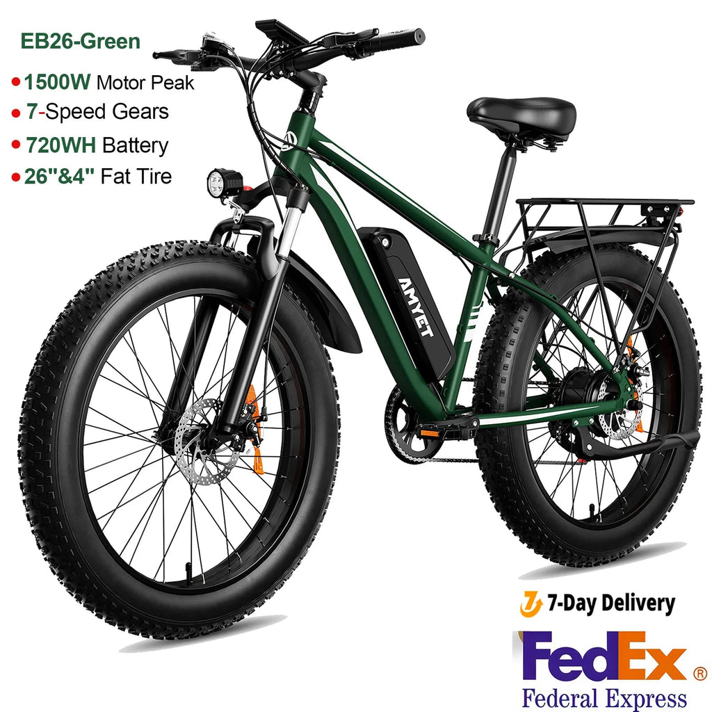 AMYET EB26 1500W Fat Tire Electric Bike | 720Wh | 28 MPH | Mountain Dirt Ebike - Cree8 Peace - Electric Bike_AMYET EB26 1500W Fat Tire Electric Bike | 720Wh | 28 MPH | Mountain Dirt Ebike - 1500W ebike