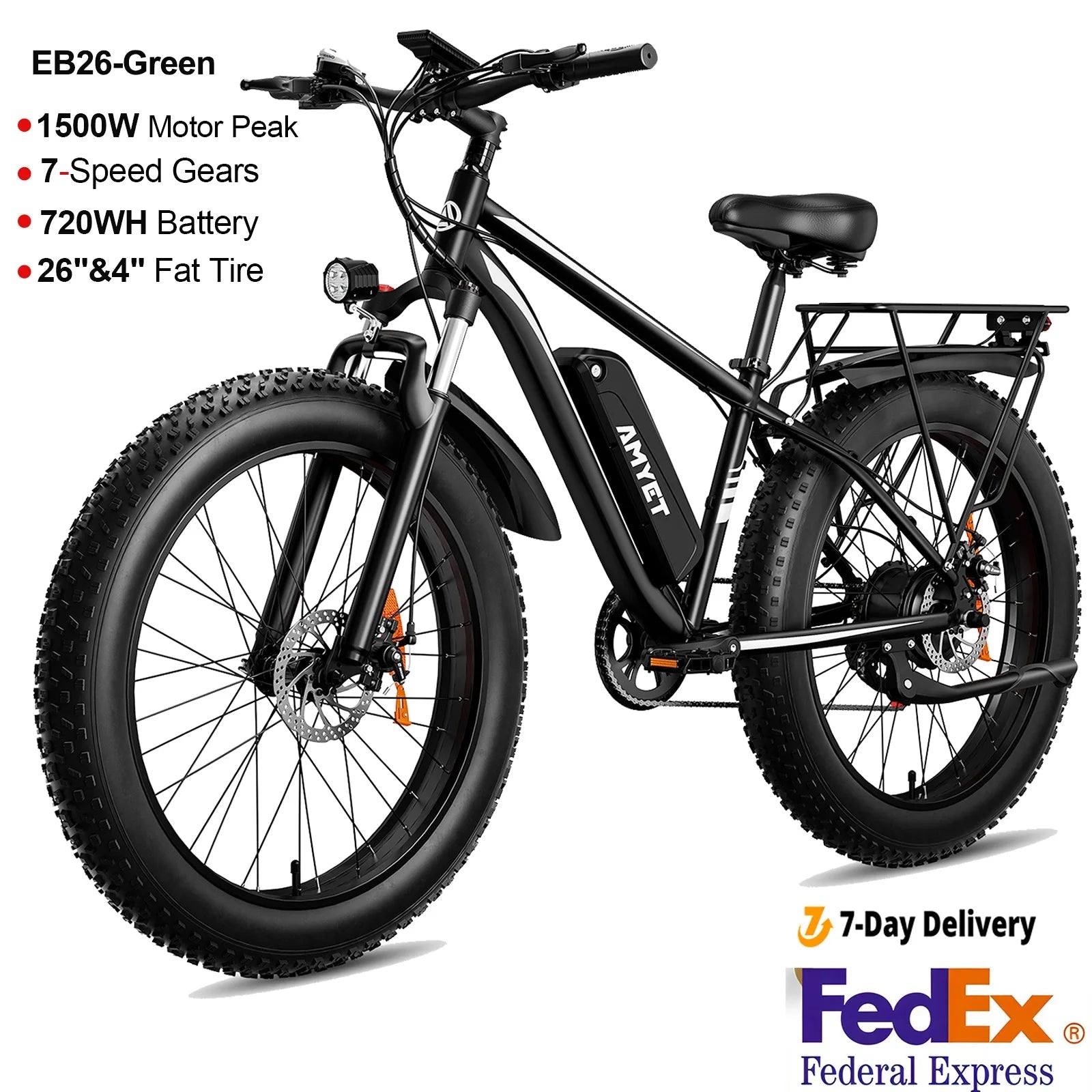 AMYET EB26 1500W Fat Tire Electric Bike | 720Wh | 28 MPH | Mountain Dirt Ebike - Cree8 Peace - Electric Bike_AMYET EB26 1500W Fat Tire Electric Bike | 720Wh | 28 MPH | Mountain Dirt Ebike - 1500W ebike