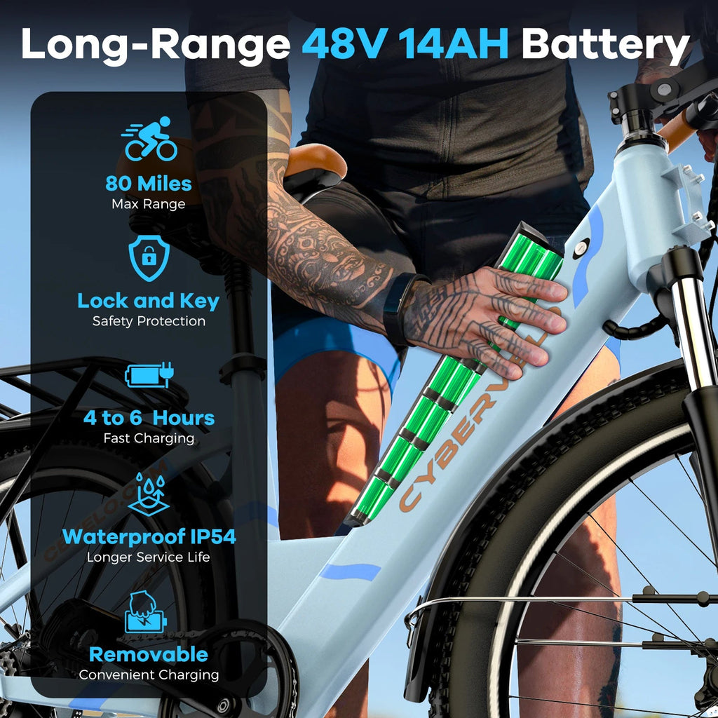 Cybervelo EK2 1000W Step - Thru Electric Bike | 26" | 80 - Mile City Commuter Ebike - Cree8 Peace - Electric Bike_Cybervelo EK2 1000W Step - Thru Electric Bike | 26" | 80 - Mile City Commuter Ebike - 1000W ebike