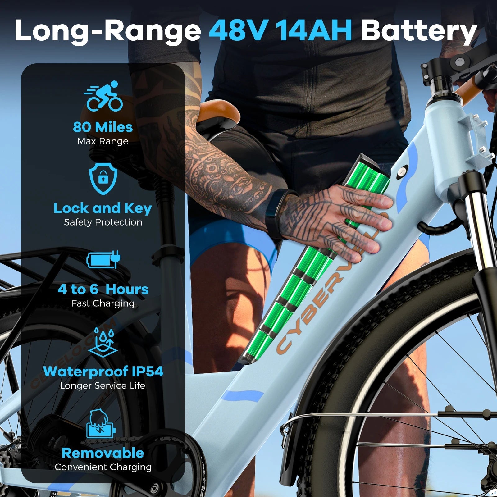 Cybervelo EK2 1000W Step - Thru Electric Bike | 26" | 80 - Mile City Commuter Ebike - Cree8 Peace - Electric Bike_Cybervelo EK2 1000W Step - Thru Electric Bike | 26" | 80 - Mile City Commuter Ebike - 1000W ebike