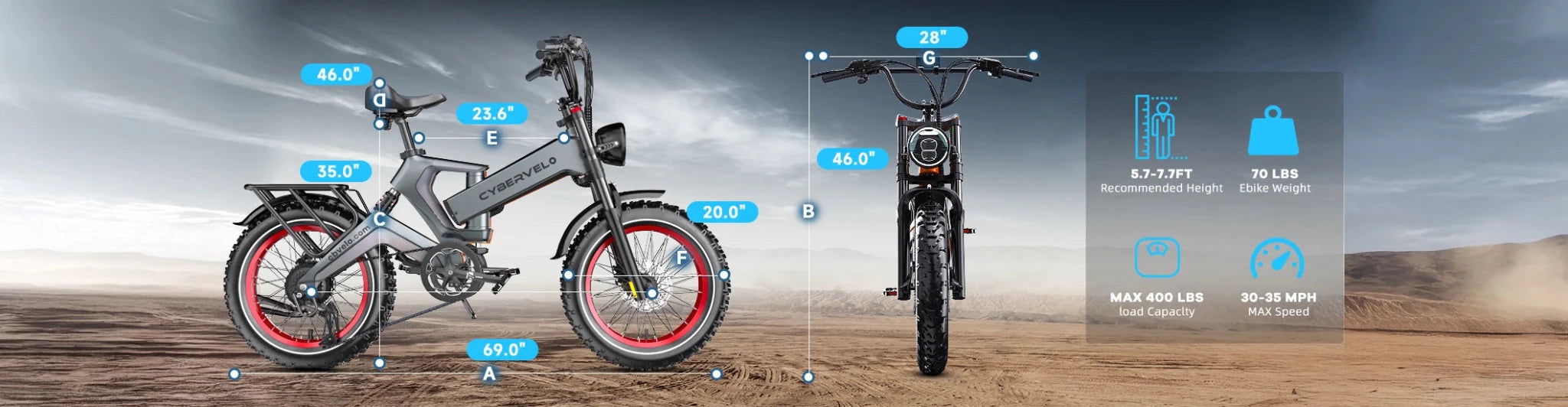 Cybervelo EK6 2000W Foldable Fat Tire Electric Bike | 35+ MPH | 100+ Mile Range - Cree8 Peace - Electric Bike_Cybervelo EK6 2000W Foldable Fat Tire Electric Bike | 35+ MPH | 100+ Mile Range - 2000W ebike
