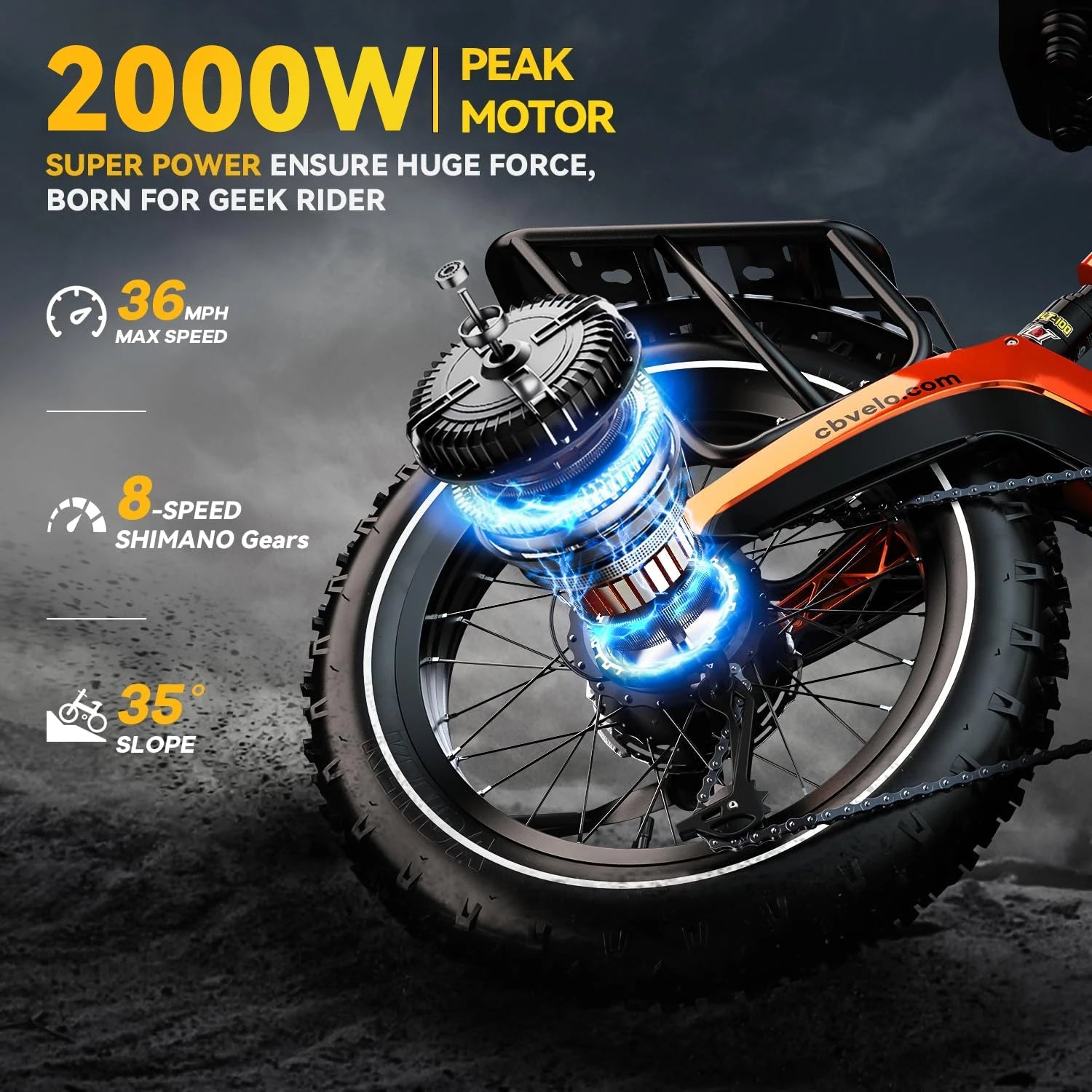 Cybervelo EK6 2000W Foldable Fat Tire Electric Bike | 35+ MPH | 100+ Mile Range - Cree8 Peace - Electric Bike_Cybervelo EK6 2000W Foldable Fat Tire Electric Bike | 35+ MPH | 100+ Mile Range - 2000W ebike