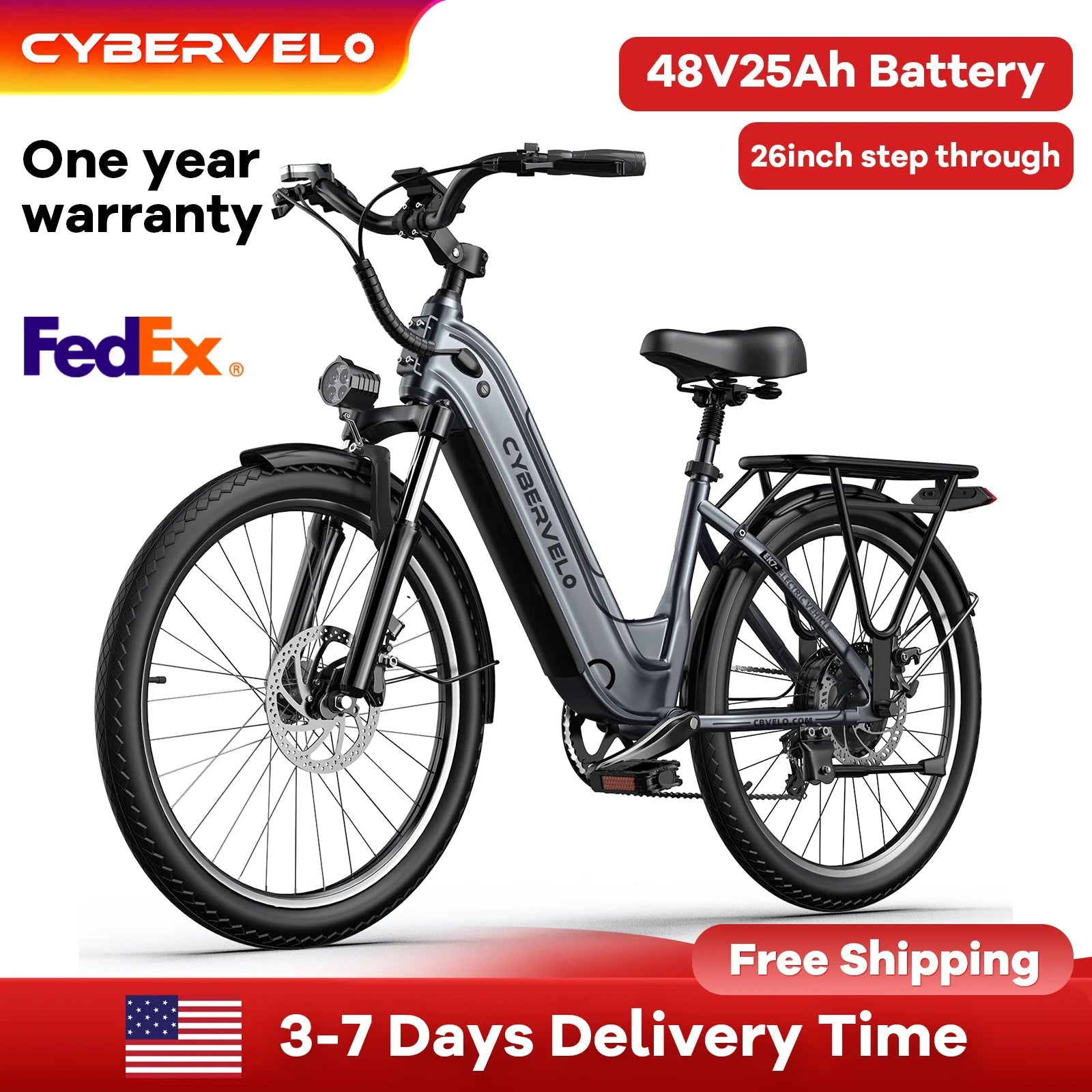 Cybervelo EK7 1000W Electric Bike | Shimano 7 - Speed | 80+ Mile Range - Cree8 Peace - Electric Bike_Cybervelo EK7 1000W Electric Bike | Shimano 7 - Speed | 80+ Mile Range - 1000W ebike