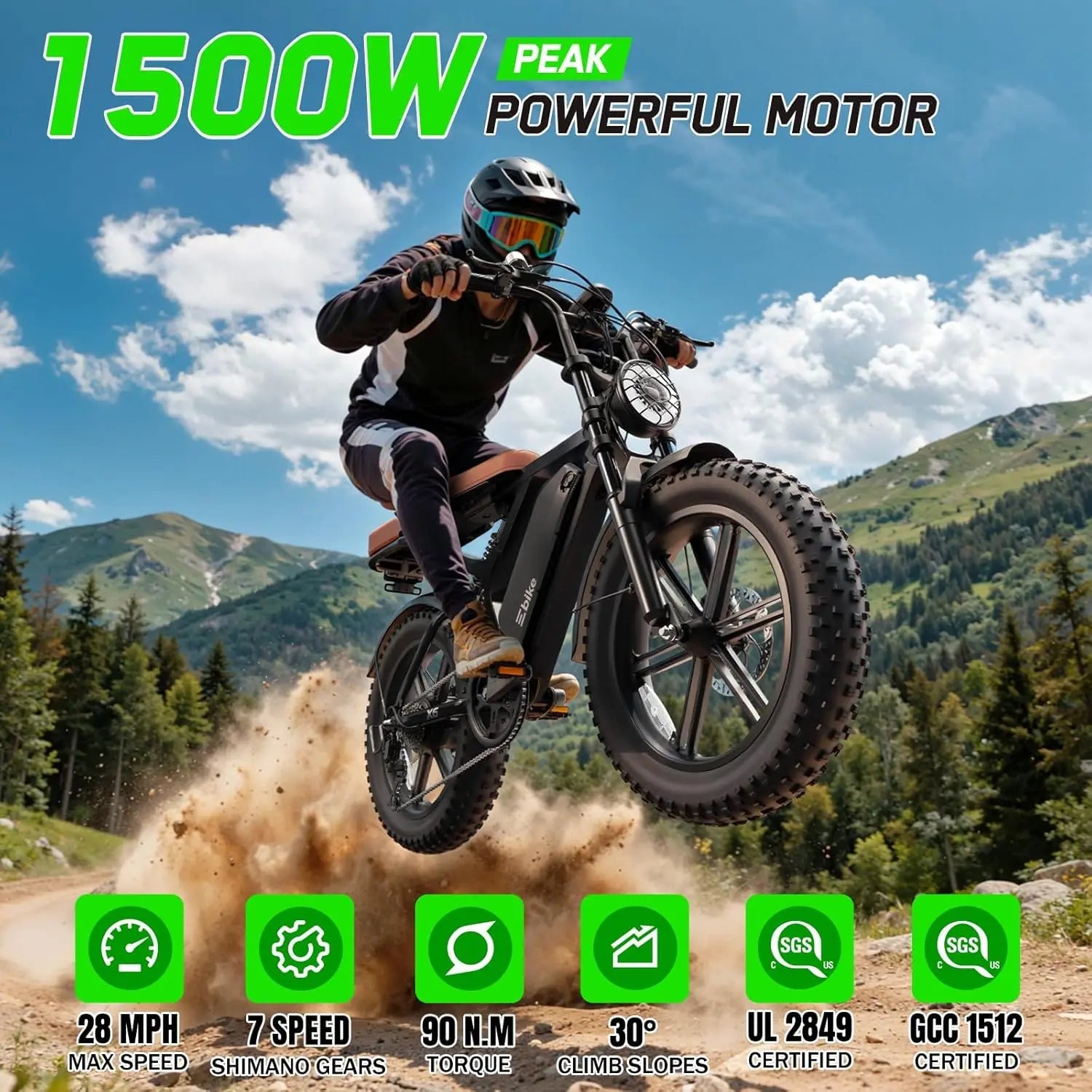 SISIAGD 1500W Electric Bike for Adults | 48V 15 - 30Ah | 60 - 100 Mile Range | 7 - Speed Ebike - Cree8 Peace - Electric Bike_SISIAGD 1500W Electric Bike for Adults | 48V 15 - 30Ah | 60 - 100 Mile Range | 7 - Speed Ebike - 1500W ebike